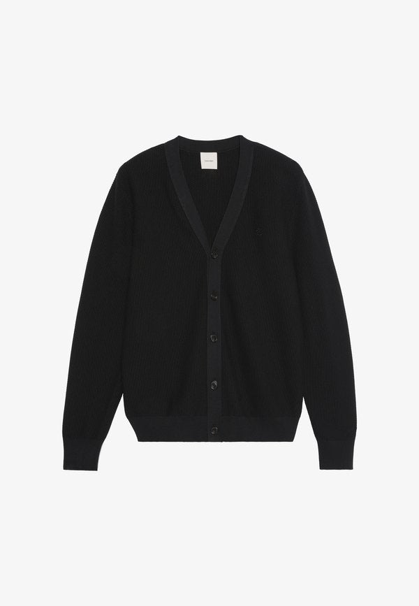 Calvin Klein LS TEXTURED COTTON CARDIGAN 12GG - Cardigan - black