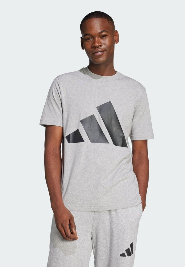 adidas Sportswear ESSENTIALS BIG LOGO SINGLE - Print T-shirt - medium grey heather   black