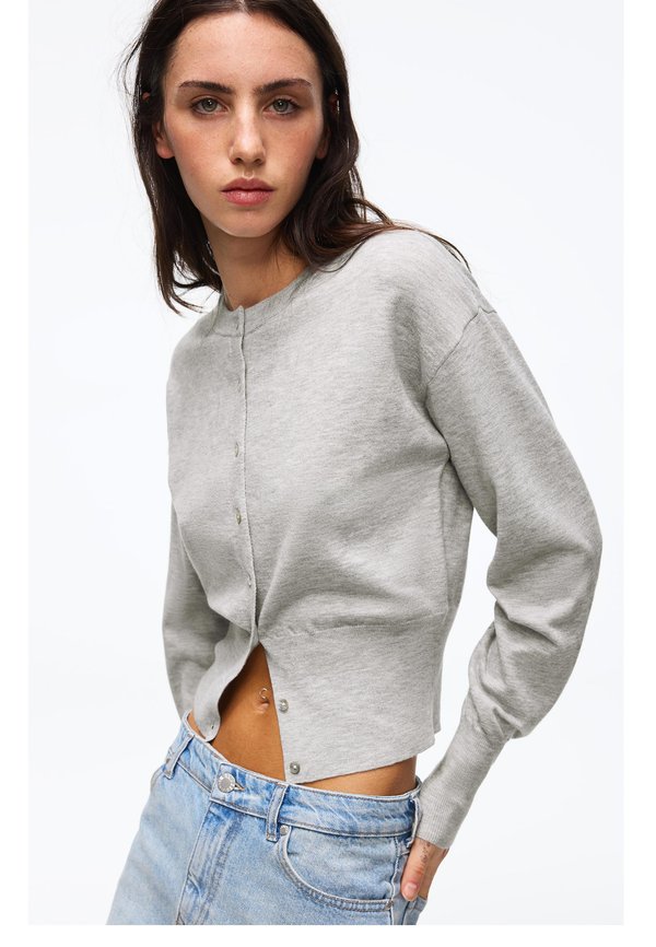 Bershka CARDIGAN - Cardigan - dark grey