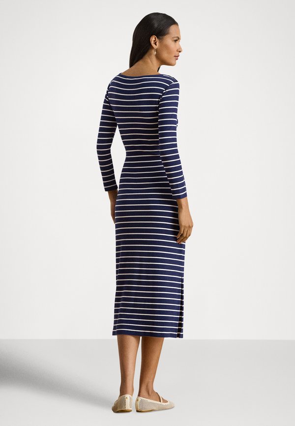 Lauren Ralph Lauren STRIPED TIE FRONT COTTON BLEND DRESS