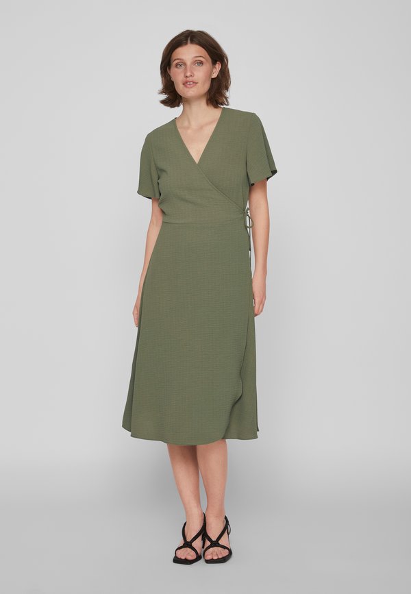 VILA VILOVIE S/S WRAP MIDI DRESS - NOOS