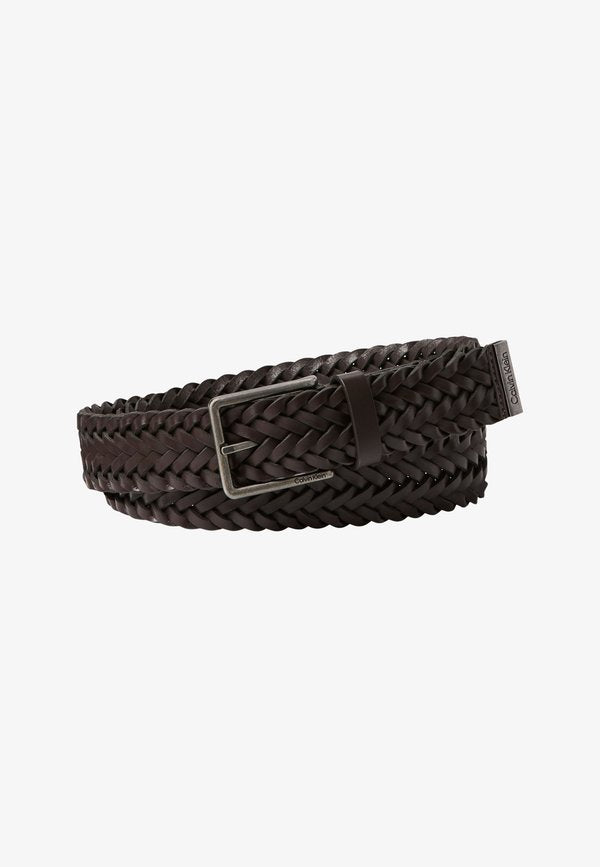 Calvin Klein Braided belt - dark brown/antique silver-coloured