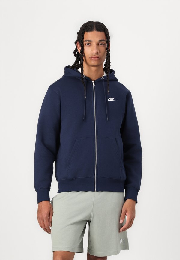 Nike Sportswear M NK CLUB BB FZ HOODIE - Zip-up sweatshirt - obsidian obsidian white