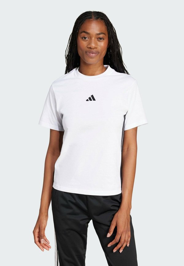 adidas Sportswear ESSENTIALS 3 STRIPES - Print T-shirt - white   black