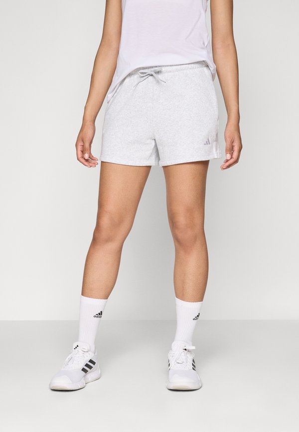 adidas Sportswear ESSENTIALS SMALL LOGO FEEL COZY SHORTS - Sports shorts - light grey heather/white