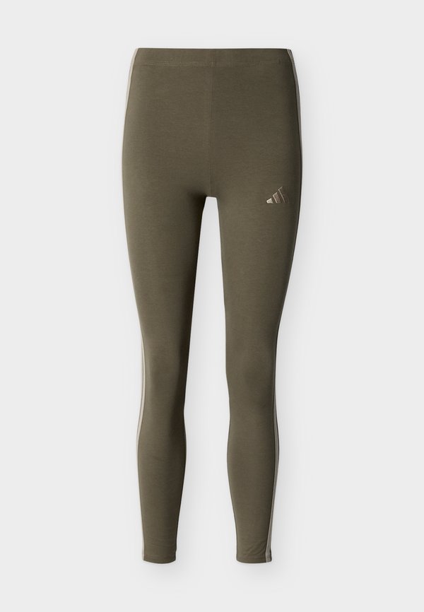 adidas Sportswear ESSENTIALS 3 STRIPES - Leggings - olive strata/beige