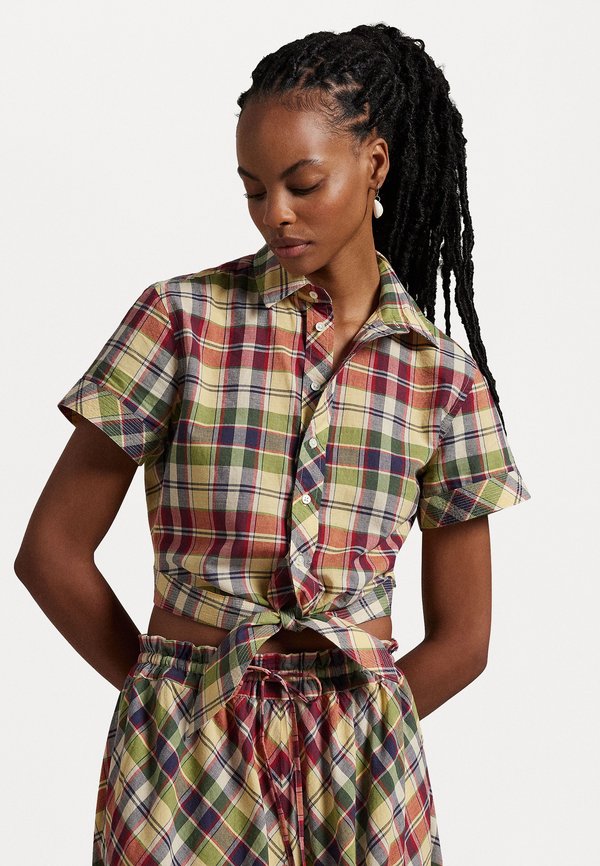 Polo Ralph Lauren CROPPED PLAID COTTON TIE FRONT TOP