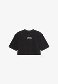 Calvin Klein Jeans BOXY CROPPED BACK VARISTY LOGO - Print T-shirt - black