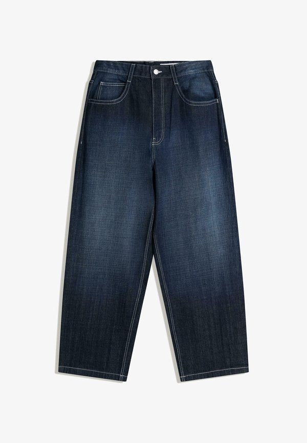 Bershka SUPER WITH STUDDED PATCH  - Straight leg jeans - royal blue