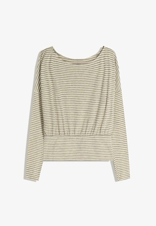 Bershka STRIPED  AND SASH  - Long sleeved top - beige