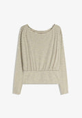 Bershka STRIPED  AND SASH  - Long sleeved top - beige