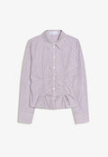 Bershka GATHERED - Button-down blouse - dark brown