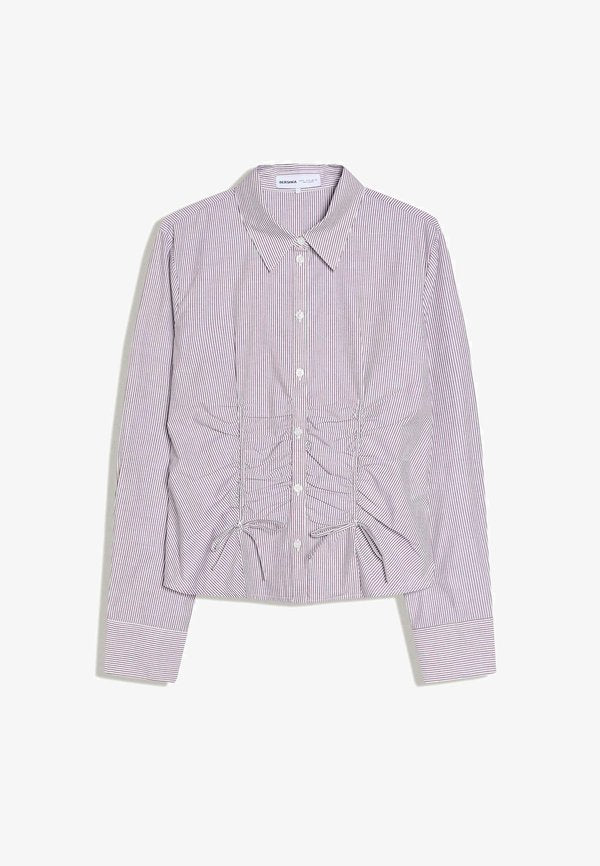 Bershka GATHERED - Button-down blouse - dark brown
