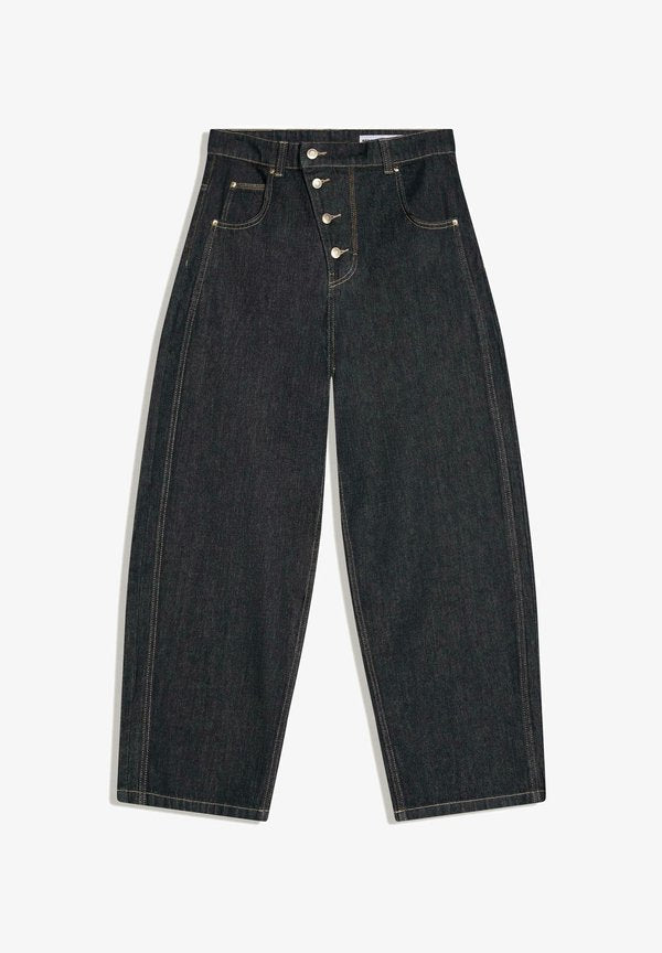 Bershka BARREL WITH FRONT BUTTONS - Baggy Jeans - royal blue