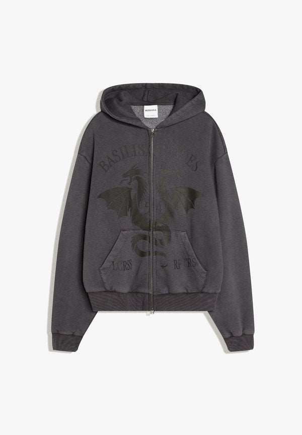 Bershka Zip-up sweatshirt - dark grey
