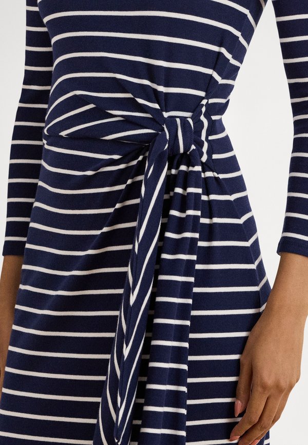 Lauren Ralph Lauren STRIPED TIE FRONT COTTON BLEND DRESS