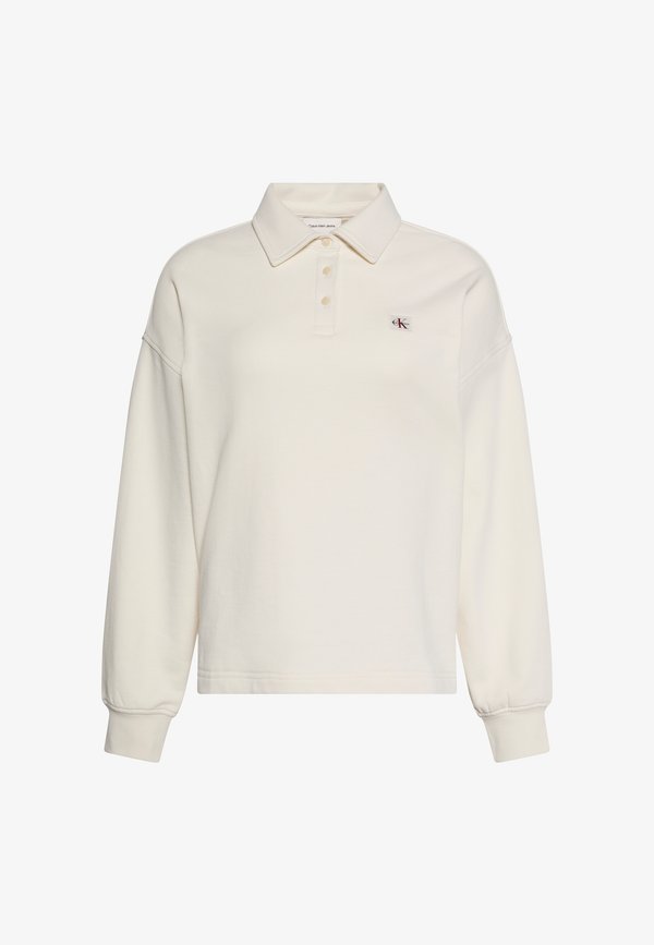 Calvin Klein Jeans LS RLXD WOVEN LABEL TERRY POLO - Polo shirt - tofu