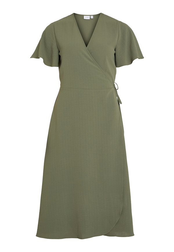VILA VILOVIE S/S WRAP MIDI DRESS - NOOS