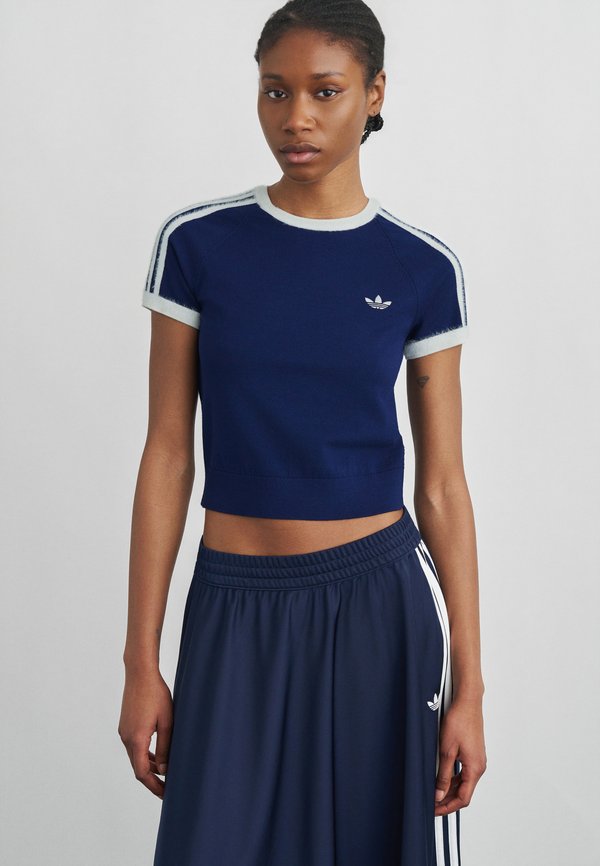 adidas Originals Print T-shirt - dark blue/white
