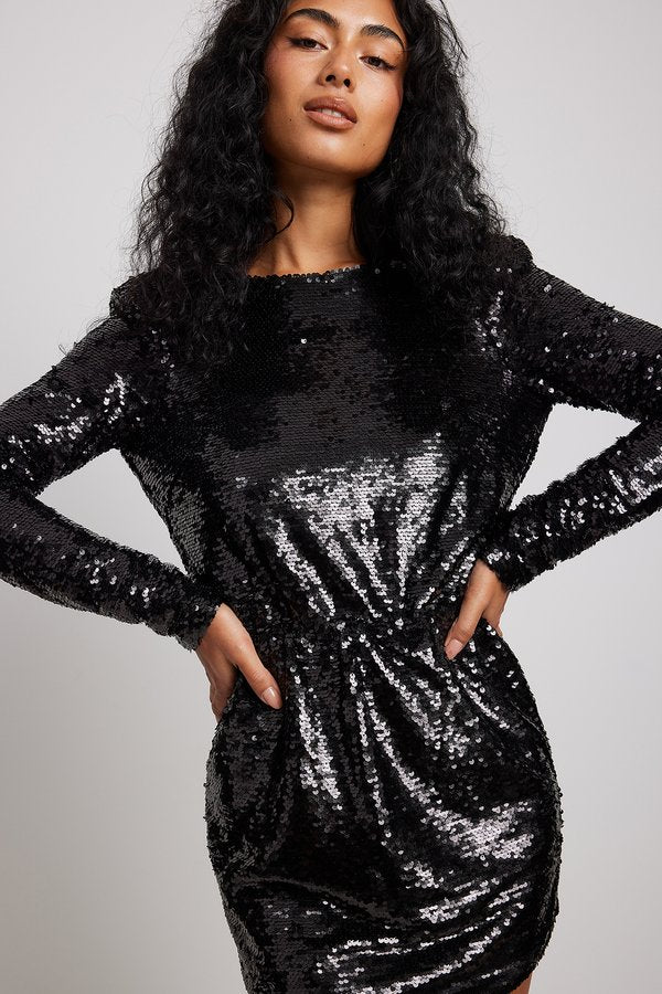 NA-KD SEQUIN DETAIL DEEP BACK MINI DRESS