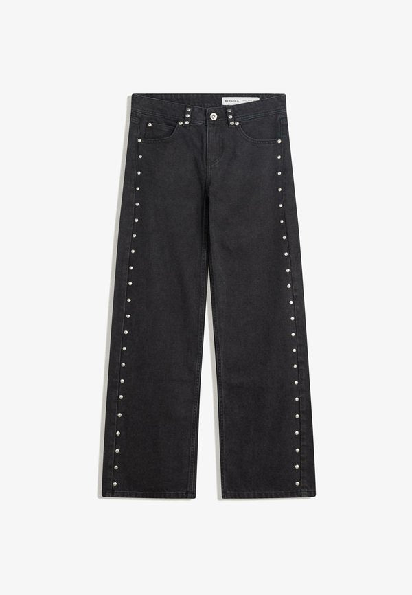 Bershka STARS AND STUDS - BAGGY JEANS - Baggy Jeans - black