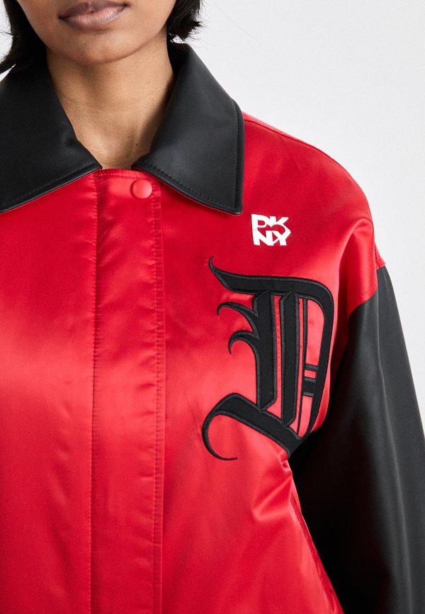 DKNY MIXED MEDIA VARSITY JACKET BIG GOTHIC
