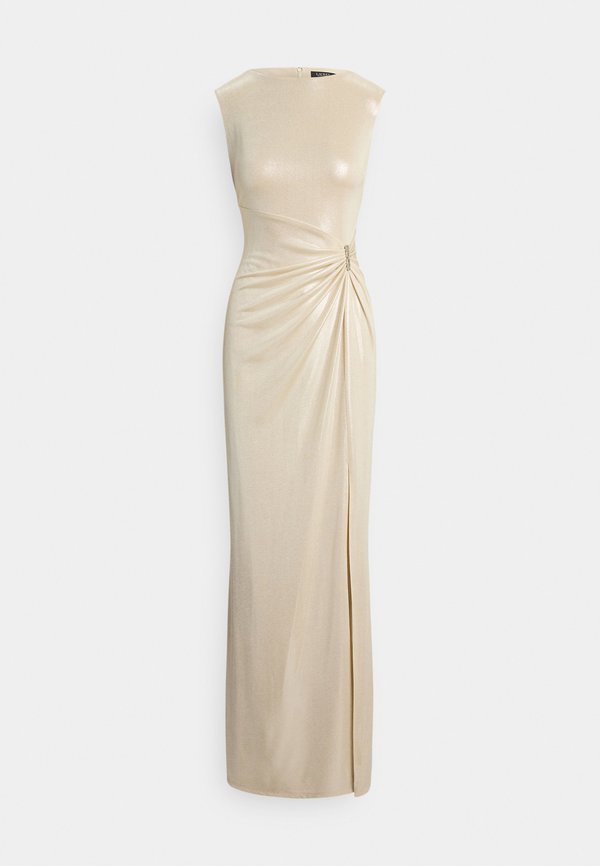 Lauren Ralph Lauren BUCKLE-TRIM METALLIC JERSEY GOWN