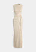 Lauren Ralph Lauren BUCKLE-TRIM METALLIC JERSEY GOWN
