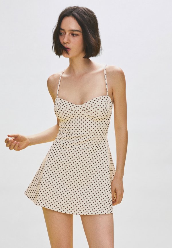 Bershka STRAPPY CORSET - MINI DRESS - Day dress - beige
