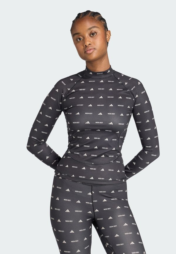 adidas Sportswear LONG SLEEVE TOP - Long sleeved top - black/clear brown