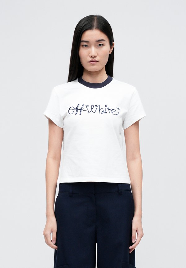 OFF-WHITE SCRIPT LOGO FITTED FITTED TEE