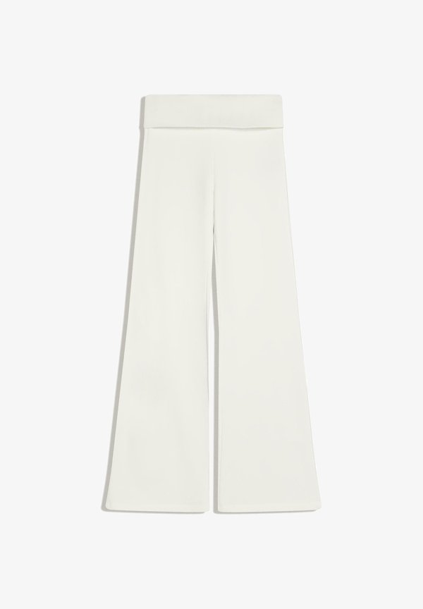 Bershka FLARED PLUSH WITH PATCH - Tracksuit bottoms - beige