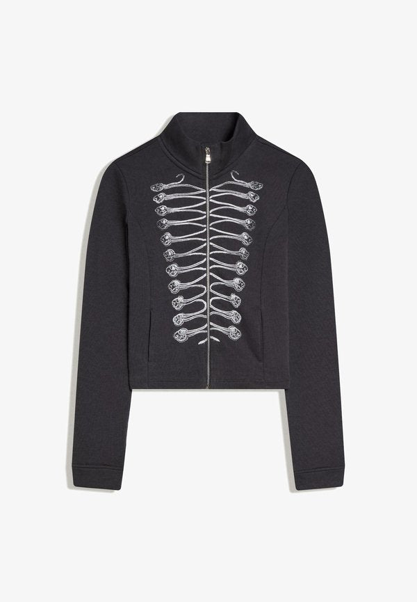 Bershka FITTED GRAPHIC JACKET - Zip-up sweatshirt - blue/grey