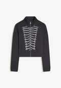 Bershka FITTED GRAPHIC JACKET - Zip-up sweatshirt - blue/grey