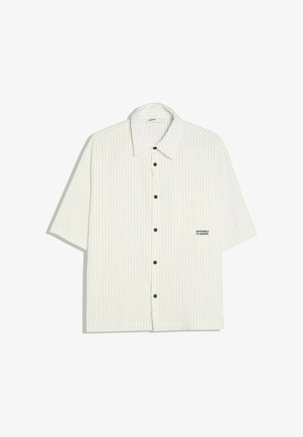 Bershka STRIPES BOXY - SHIRT - Shirt - white