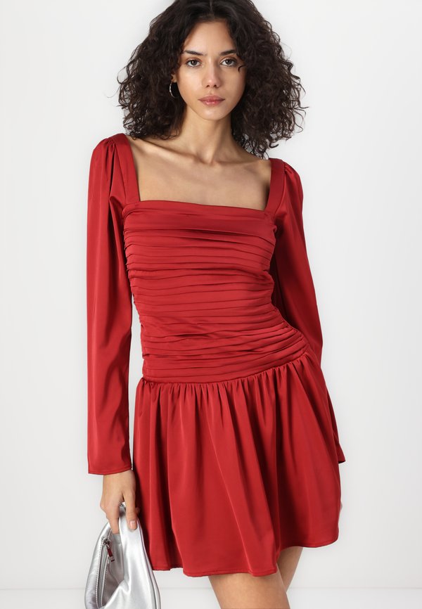 Abercrombie & Fitch The A&F Emerson Drop-Waist Satin Mini Dress