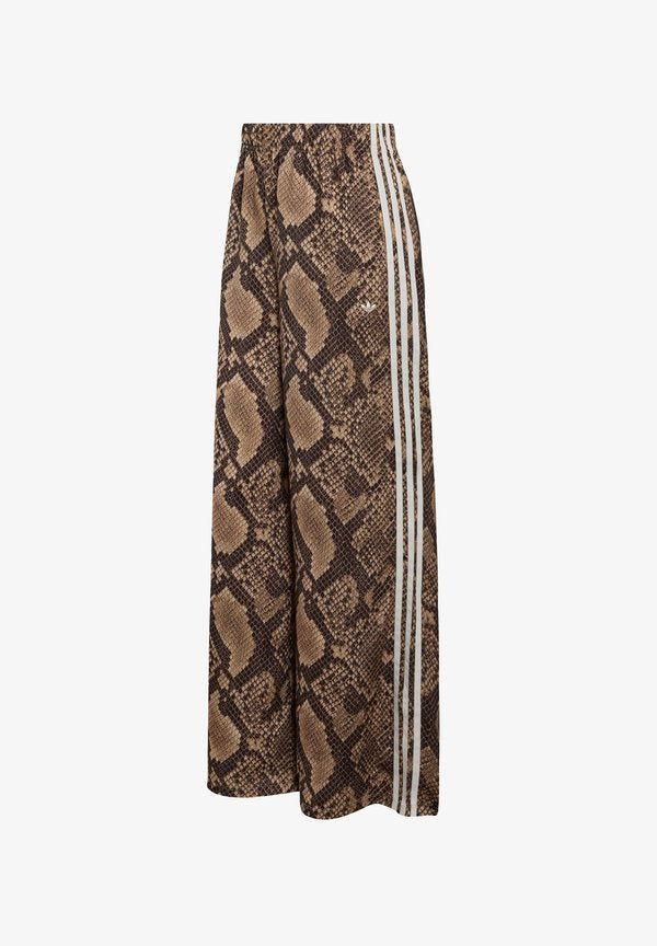 adidas Originals SATIN SNAKE PRINT WIDE LEG TRACK - Tracksuit bottoms - linen/magic beige