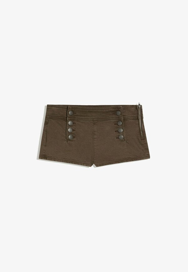 Bershka SHORTS WITH METAL BUTTONS - Denim shorts - sand
