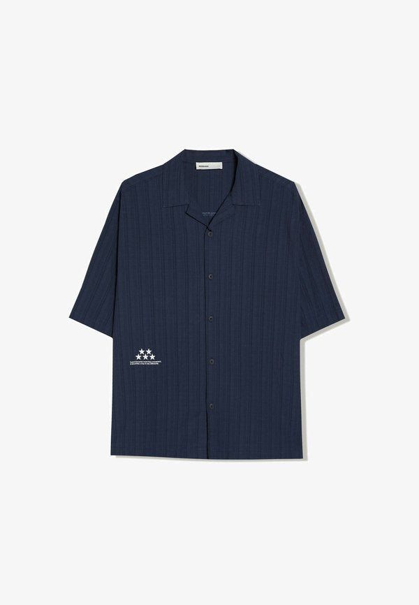 Bershka BOXY FIT PRINTED - T-SHIRT - Shirt - dark blue