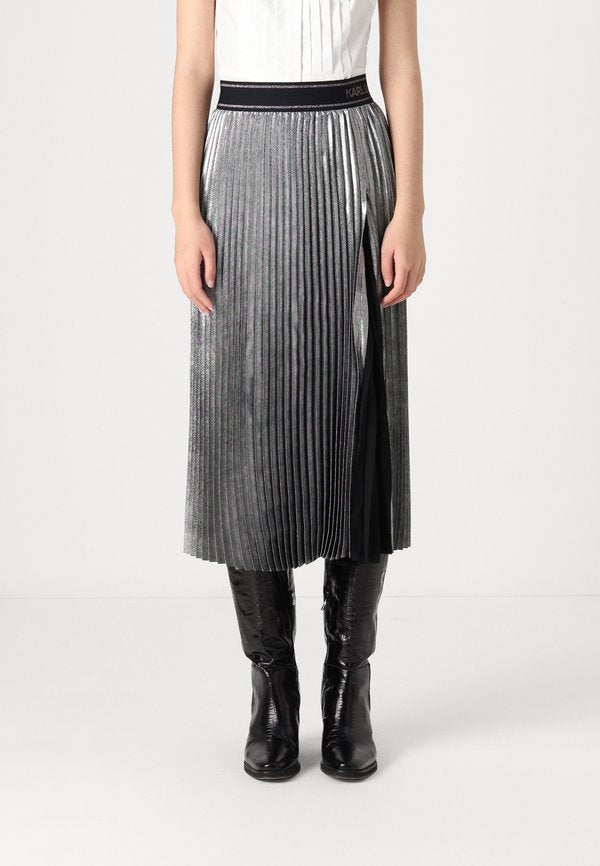 KARL LAGERFELD FOIL PLEATED SKIRT