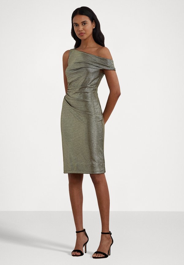 Lauren Ralph Lauren METALLIC ONE SHOULDER COCKTAIL DRESS