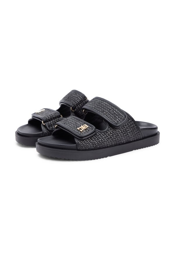 Tommy Hilfiger RAFFIA TH MONOGRAM DOUBLE STRAP SANDALS