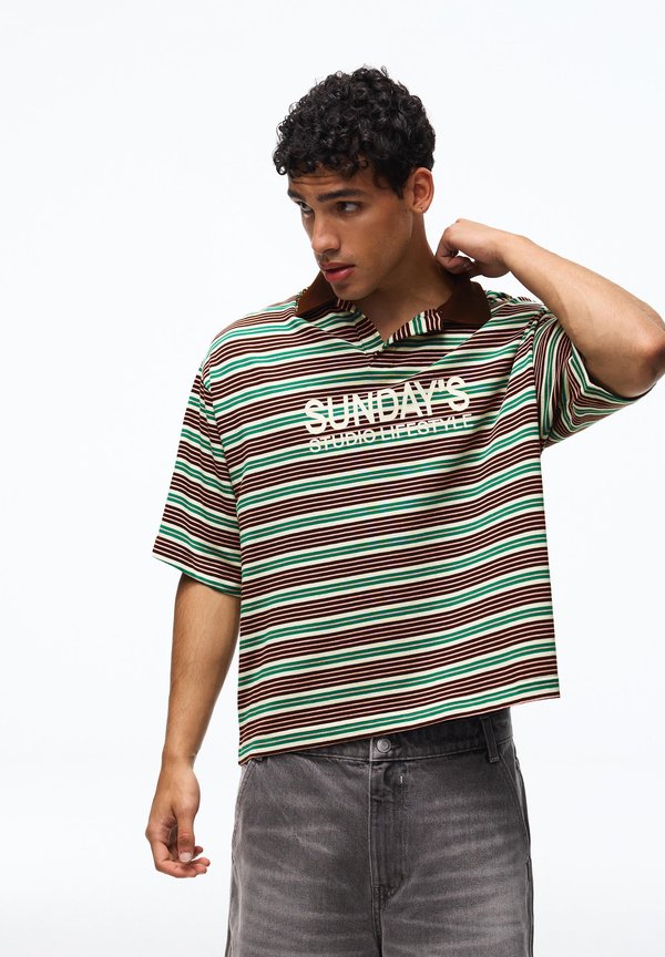 Bershka STRIPE - Polo shirt - brown