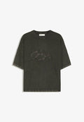 Bershka FADED-EFFECT WITH PATCHES - T-SHIRT - Print T-shirt - grey