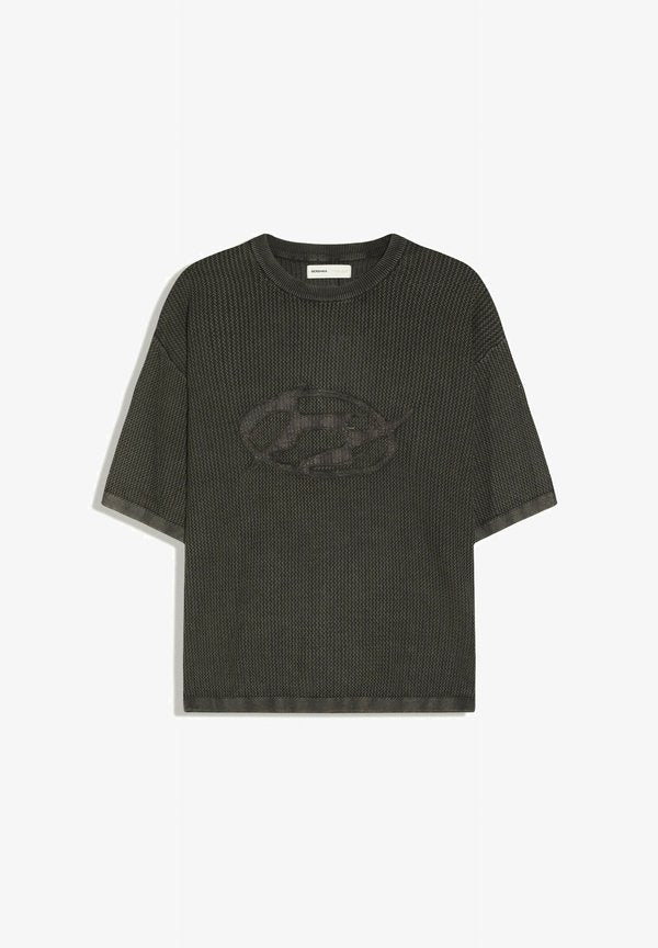 Bershka FADED-EFFECT WITH PATCHES - T-SHIRT - Print T-shirt - grey