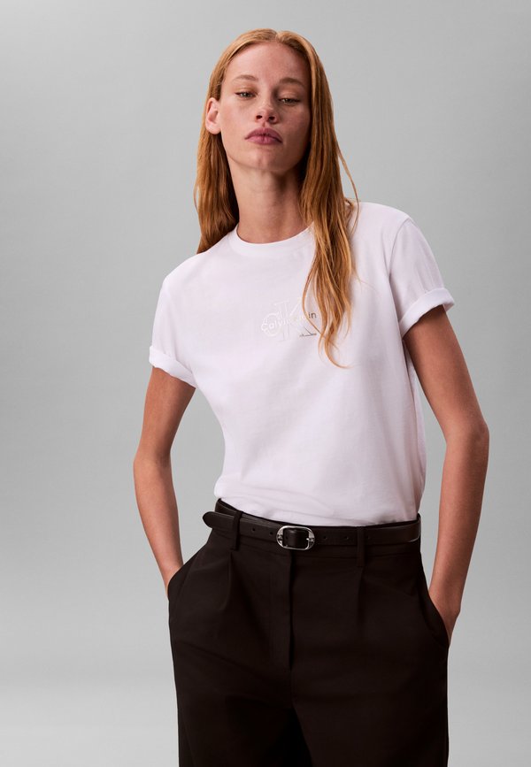 Calvin Klein Jeans SS CLASSIC FOIL MONOLOGO TEE - Print T-shirt - brilliant white