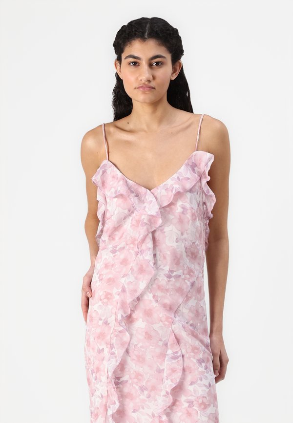 VILA VIARIVA FRILL STRAP MIDI DRESS