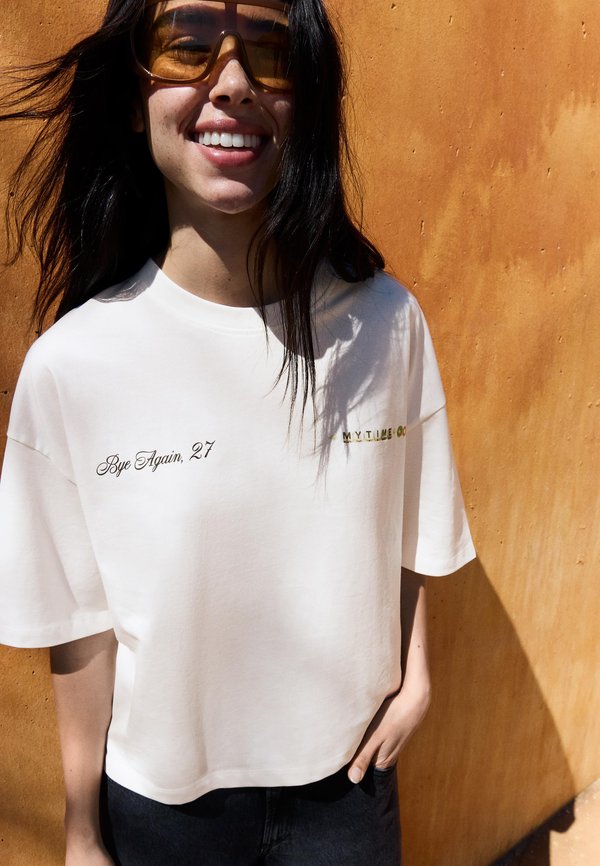 Bershka TSHIRT - Print T-shirt - white
