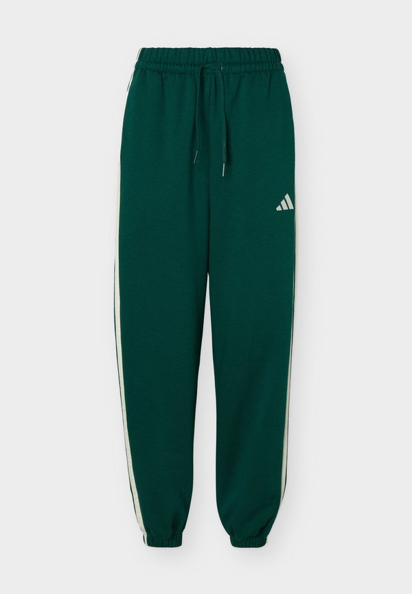 adidas Sportswear ESSENTIALS 3 STRIPES LOOSE PANTS - Tracksuit bottoms - collegiate green/ivory