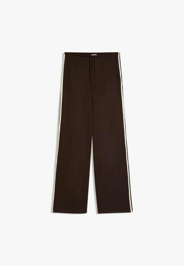 Bershka PLUSH WITH CONTRAST SIDE STRIPE - TROUSERS - Tracksuit bottoms - dark brown